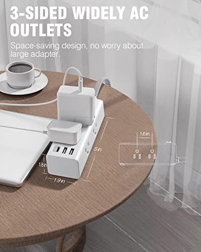 25 Ft Heavy-Duty Extension Cord with Surge Protection – One Beat Flat Plug Power Strip Featuring 6 Outlets & 3 USB Ports (Including USB-C) for Ultimate Device Connectivity in Home, Office, or Dorm Room – Enhanced Flexibility and Rapid Charging Solution