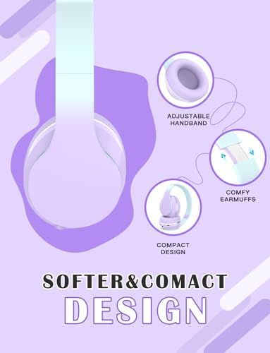 Premium Pink Over-Ear Bluetooth 5.3 Headphones – Versatile Wireless Audio Solution for Kids and Adults with 10-Hour Battery, Adjustable Fit, and Built-In Microphone for Effortless Connectivity and Comfort during School, Travel, or Home Use