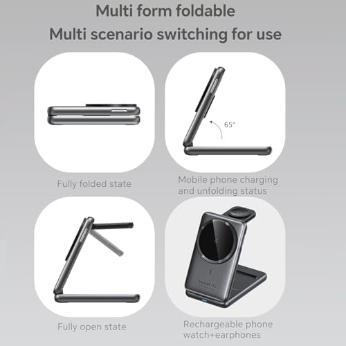 All-in-One 3-in-1 Wireless Charging Station for Apple Devices – Fast Charge Your i Phone 16/15/14/13/12/11 Pro Max, Air Pods Pro & Apple Watch with Enhanced Safety Features – Sleek, Portable Design for Home and Travel – Premium Aluminum Alloy with Smart Overcharge Protection