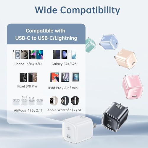 Ultra-Fast GUSGU A33 33 W USB-C Wall Charger Block – Compact and Lightweight Travel Charging Adapter for i Phone 16/15/14/13, Galaxy S24/S23, Pixel 8/8 Pro – Versatile Power Solution for Home, Office, and Travel Needs – Enhanced Compatibility with Universal USB-C Output for Quick Device Charging
