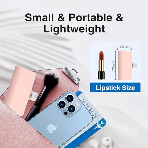 Ultra-Compact 5000 m Ah Portable Charger for i Phone – Fast Charging Power Bank in Purple, Compatible with i Phone 6/7/8/SE/11/XR/12/12 Pro Max/13/13 Pro Max/14/14 Pro Max/14 Plus & i Pad Series, Perfect Travel Companion for On-the-Go Charging