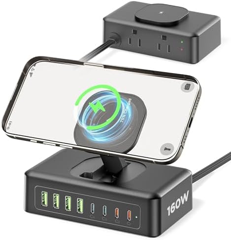 11-in-1 USB C Power Strip Charging Hub by ACOZVIN – 115 W Multi-Device Fast Charger with 2 AC Outlets, 4 USB-A & 4 USB-C Ports, 5 FT Flat Plug Cord for Mac Book, i Phone 16/15/14 – Ideal Desktop Solution for Home & Office Power Needs