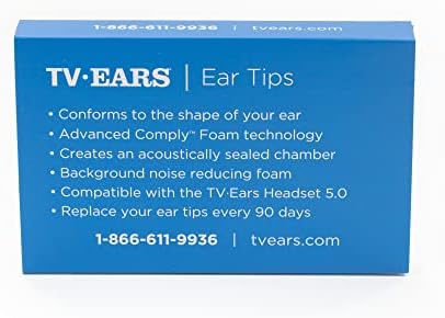 TV EARS Premium Memory Foam Earbud Tips – 4 Pairs for Original & 5.8 Digital Headsets, Noise-Isolating Gray Replacement Tips for Superior Comfort & Sound Quality, 1-Year Supply for Ultimate Listening Experience