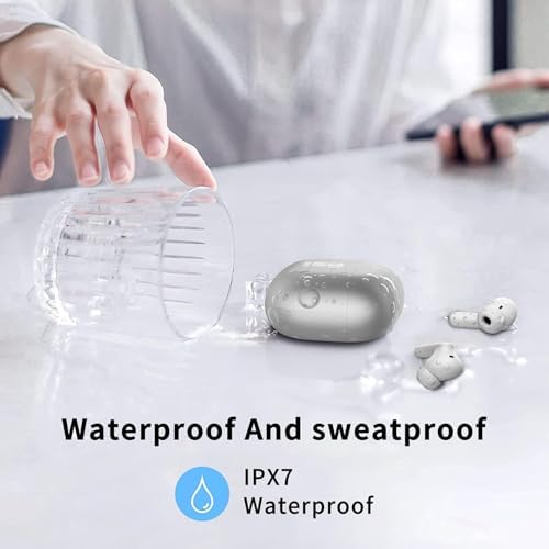 Bluetooth 5.3 Wireless Earbuds with Deep Bass – 40-Hour Playtime, IP7 Waterproof, and 4 HD Mics for Exceptional Call Clarity – Lightweight Design for Active Lifestyles – Perfect for Android & i OS Devices – Elevate Your Audio Experience