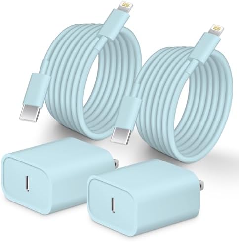 Ultimate Fast Charging Solution for i Phone: MFi Certified 10 FT Type C Charger 2-Pack with 20 W USB-C Power Adapter – Optimal Compatibility for i Phone 14, 13, 12, 11, XS, XR, X & 8 Plus – Experience Unmatched Speed and Durability for All Your Charging Needs