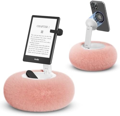 Magnetic Phone Pillow Stand, Phone Holder for Bed,Lap,Desk, Cozy Pillow Holder with Bowl and Suction Cup, Compatible with 3.5-7″ iPhone,E-Reader, Kindle, Pink – Enhanced Compatibility and Speed