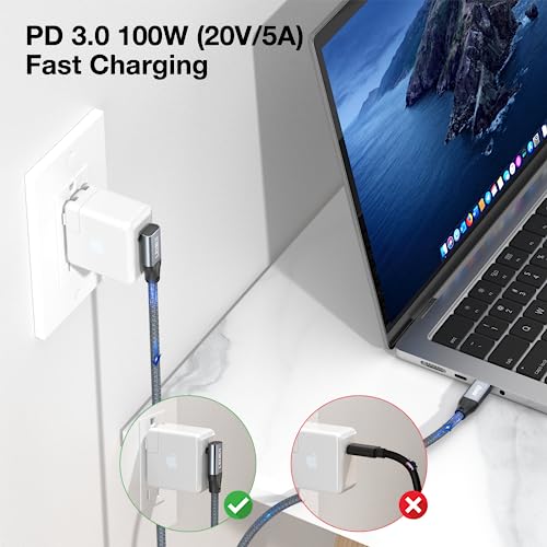 High-Speed USB C to USB C Cable for 100 W Fast Charging – 20 Gbps Data Transfer & 4 K/8 K Video Output – Right Angle Design for Enhanced Accessibility – Universal Compatibility with Mac Book, i Pad Pro, Samsung S23/S22 – Ultimate Solution for Power and Performance