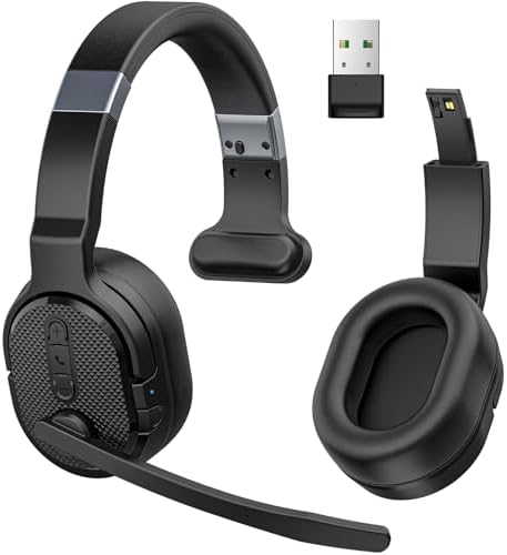 Professional Trucker Bluetooth Headset with 50+ Hours of HD Talk Time and Superior Noise Cancellation – Versatile Dual & Single Mode for Seamless Communication at Home, Office, or On-the-Go (Sleek Silver Finish) – Effortless Pairing and Broad Device Compatibility for Unmatched Convenience and Performance