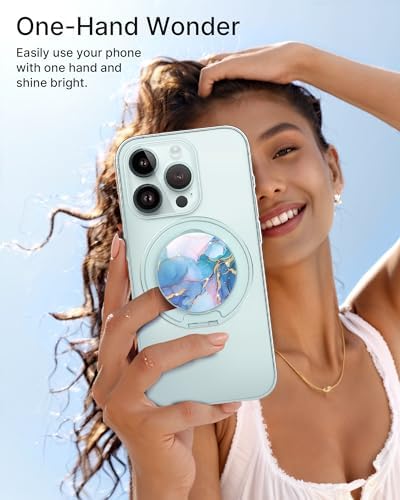 Glamour Pearl Magnetic Phone Grip Holder with Adjustable Kickstand – Ultimate Versatile Smartphone Accessory for i Phone, Android & Kindle – Secure Hands-Free Viewing & Stylish Design – Includes Magnetic Adapter for Effortless Compatibility and Enhanced Usability