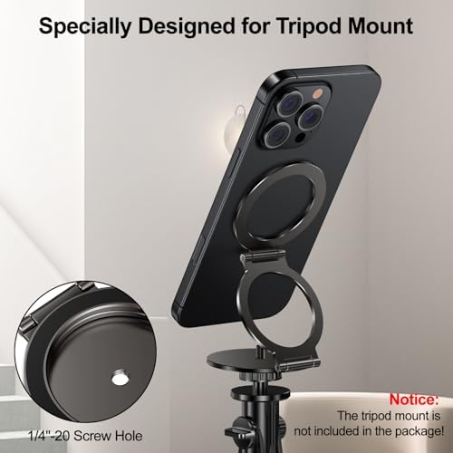 Innovative Dual Magnetic Ring Phone Holder: Premium Mag Safe-Compatible Accessory with Tripod Mount for i Phone 16/15/14/13 Pro Max & Universal Smartphones – Versatile Gym Stand for Secure, Adjustable Viewing Angles and Effortless Hands-Free Use