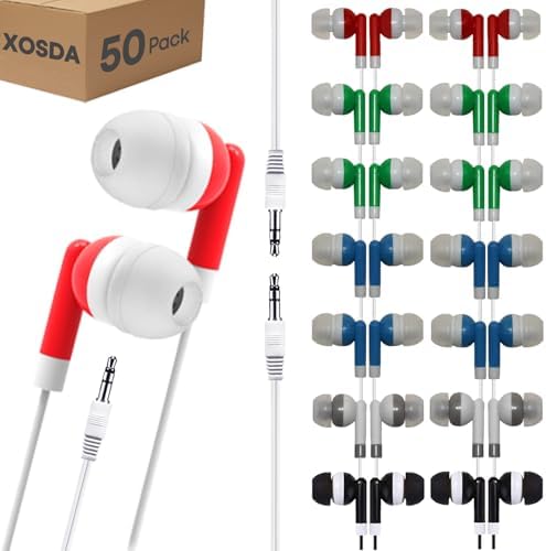 Bulk 100 Pack Classroom Earbuds – Lightweight and Durable Headphones for Enhanced Student Focus, Tangle-Free Design Perfect for Interactive Learning, Compatible with Tablets and Laptops, Ideal Audio Solution for Group Activities and Educational Presentations