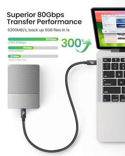 Fitee Thunderbolt 5 USB4 Cable – 4 FT High-Speed 80 Gbps Data Transfer & 240 W PD3.1 Charging, 16 K Dual 8 K Video Support – Durable Braided USB C Cable for i Phone 16, Mac Book Pro, PSSD & More – Ultimate Performance & Compatibility