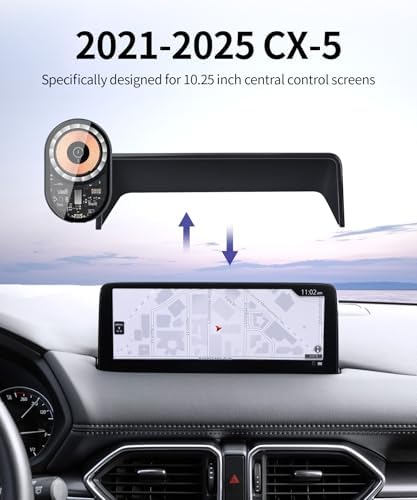 Wireless Charging car Phone Holder for Mazda CX-5 2021-2025 Accessories 10.25 inch Screen Fixed Clip,360° Rotation car Phone Mount Compatible with MagSafe – Enhanced Compatibility and Speed