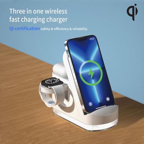 Revolutionize Your Charging Experience with Our 3-in-1 Wireless Charger – Fast, Qi-Certified Charging Station for i Phone, Apple Watch & Air Pods – Sleek Design for Home & Travel – Universal Compatibility & Clutter-Free Solution
