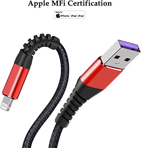 MFi Certified 16 ft Lightning Cable – 2 Pack Extra Long i Phone Charger for Ultimate Charging Flexibility, Fast Data Transfer, Durable Braided Design, Compatible with i Phone 12/11/11 Pro/11 Max/X/XS/XR/XS Max/8/7/6/5 S/SE and i Pad Mini/Air – Enhanced Performance in Blue