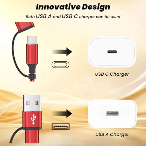Ultimate Travel USB C Splitter Multi Charging Cable – Dual USB A/C to 4 Type-C Ports for i Phone 16/15 Series & Other Devices, 2 Pack 5 Ft – Efficient Fast Charging & Data Transfer for All Your Tech Needs