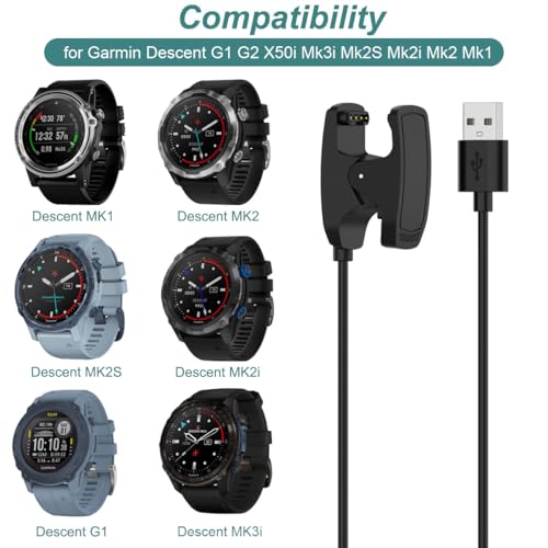 Kissmart High-Speed USB Charger for Garmin Descent Smartwatches – Compatible with G1, G2 Solar, Mk3, Mk2 S, Mk2 i, Mk2, Mk1 & X50 i – Durable Replacement Charging Cable for Adventure-Ready Power Solution