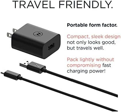 Motorola Turbo Power 20 QC3.0 Fast Wall Charger with 1 m USB-A to USB-C Cable – Ultimate Charging Solution for Moto G Play (2023/2024), G Power 5 G (2022/2023), G Stylus 5 G (2022/2023), Edge+ (2022/2023) – Rapid Recharge, Enhanced Safety, and Versatile Compatibility for All Your Mobile Needs