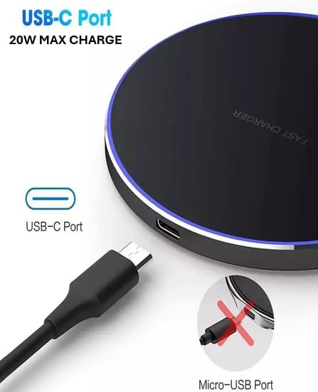 M&S Home 20 W Fast Charging Wireless Charger Pad – Qi Certified Magnetic Phone Charger with USB-C for Seamless Compatibility and Efficiency – Elevate Your Charging Experience for i Phone & Android Devices