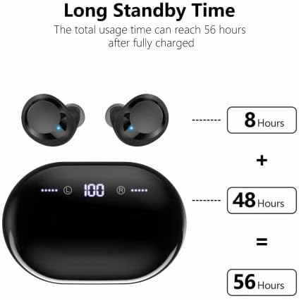 Aruind® Premium Bluetooth Earbuds – 56 Hours Playback True Wireless Stereo with IPX7 Waterproof Rating, Deep Bass Sound, LED Battery Display & Long-Distance Connectivity – Ideal for Active Lifestyles and Seamless Device Compatibility