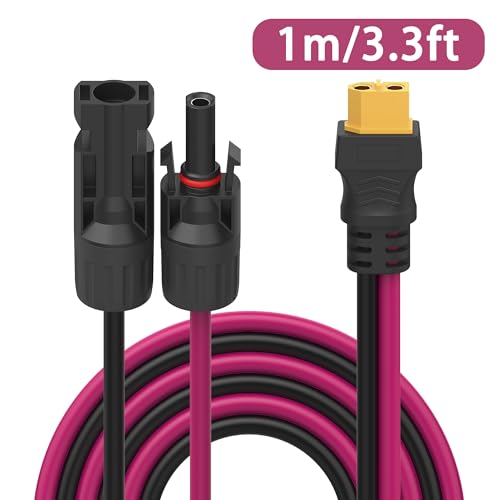 Solar to XT60 Extension Cable, 12AWG 10FT Solar Connector to XT60 Adapter Cable for Solar Panel to Portable Power Station Solar Generator Battery Pack(10FT/3M) – Enhanced Compatibility and Speed