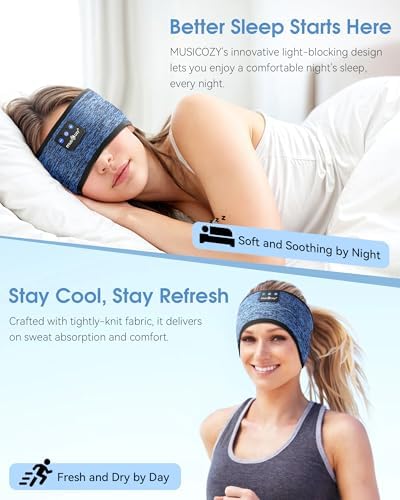 MUSICOZY Bluetooth 5.4 Sleep Headband Headphones – Ultimate Wireless Comfort for Sleep, Workouts, and Travel – The Perfect Gift for Active Lifestyles with Rapid Pairing and Sweatproof Design