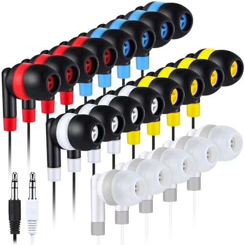 Kanayu 100-Pack Classroom Wired Earbuds – High-Quality Red Headphones with 3.5 mm Jack for Enhanced Learning Experiences, Individually Packaged for Hygiene and Easy Distribution, Ideal for Focused Listening in Libraries and Classrooms, Distraction-Free Design Without Microphone