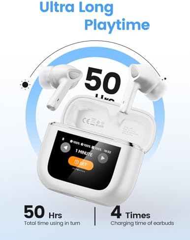 Ultimate Bluetooth 5.3 Wireless Earbuds – Experience Superior Deep Bass with 50-Hour Playtime, IPX7 Waterproof Design for Enhanced Durability, Featherlight In-Ear Fit for All-Day Comfort, Integrated Microphone for Clear Hands-Free Calling, Effortless Compatibility with i OS & Android Devices – Ideal Gift for Music Enthusiasts and Fitness Lovers