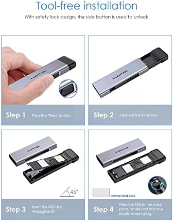 LENTION Space Gray USB C to NVMe & SATA M.2 SSD Enclosure – High-Speed 10 Gbps Adapter for 2280/2260/2242/2230 Sizes, UASP Enabled, Compatible with Mac OS and Windows – Ultimate Portable External Drive Solution for Enhanced Data Management and Performance