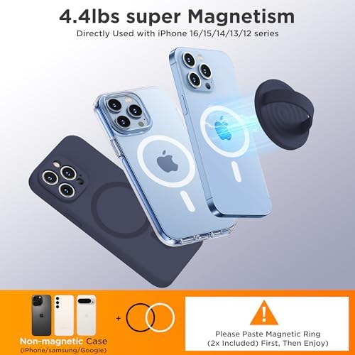 Upgraded Magnetic Phone Grip for i Phone: Premium Silicone Loop Holder with Mag Safe Compatibility – Ergonomic 360-Degree Stand, Non-Slip Design in Sleek Black for Enhanced Comfort and Secure Handling on i Phone 16/15/14/13/12 Pro Max/Plus