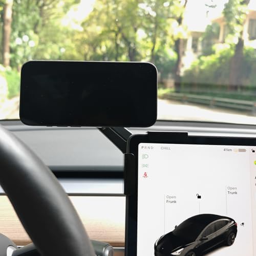 Revolutionize Your Tesla Driving Experience with the Magnetic Phone Mount for Model Y and Model 3 – Premium Mag Safe Holder for All Smartphones – Elegant Black Finish for Perfect Aesthetic Harmony – Effortless Tool-Free Setup and Customizable Viewing Angles for Maximum Safety and Convenience