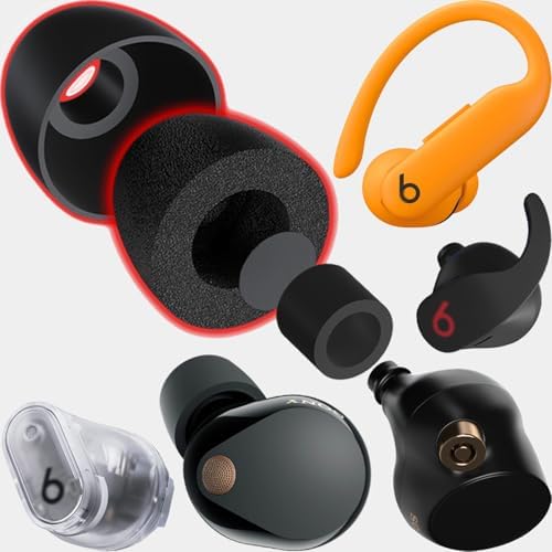 Ultimate Comfort Memory Foam Ear Tips with Patented Silicone Shield for Sony WF-1000 XM5, WF-1000 XM4, Powerbeats Pro 2, and More – Custom Fit Replacement Solution for Enhanced Sound Isolation and Listening Experience (SML)