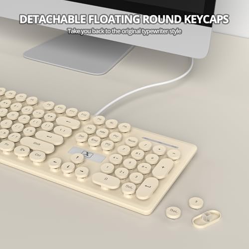 Vibrant Purple Ergonomic Wired Membrane Keyboard – Full-Size 104 Keys with Round Typewriter Keycaps, White LED Backlighting, and Ultra-Quiet Performance for Enhanced Productivity in Any Workspace