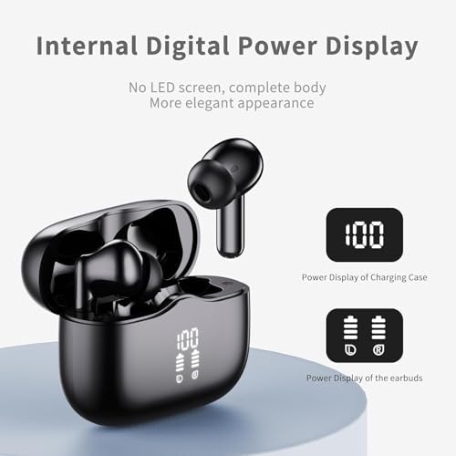 Premium Bluetooth 5.4 Noise Cancelling Earbuds – Hi-Fi Stereo Wireless Earphones with 40-Hour Playtime, 4 ENC Mics for Crystal Clear Calls, IP7 Waterproof Design, and Elegant White Finish with Smart LED Indicators for Ultimate Comfort and Style