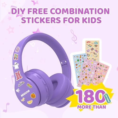 Experience Ultimate Sound Safety with MIDOLA Bluetooth 5.3 Over-Ear Headphones for Kids – Wireless Audio Bliss with Volume Control (85/110 d B), 60-Hour Playtime, and Foldable Design in Trendy Blue – Perfect for School, Travel, and Home Adventures!