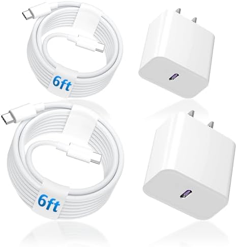 Power Your Apple i Pad Pro with the Ultimate USB C Charger – Fast 20 W Charging Kit with 6 ft Type C to C Cable, Perfect for i Pad 10 th Gen and All Models (2025-2018) – Sleek White 2-Pack for Home & Travel, Enhanced Durability and Safety Features