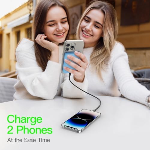 2025 Magnetic 15 W Slim Power Bank for i Phone – 5000 m Ah Magsafe Battery Pack with 20 W Fast Charging, Wireless Charger with LED Display for i Phone 12/13/14/15/16 Series – Ultimate Portability and Enhanced Charging Efficiency