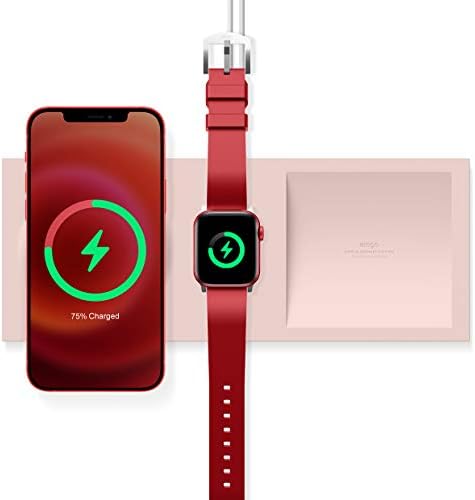 elago Dual Charging Tray for Mag Safe and Apple Watch – Stylish Jean Indigo Organizer for i Phone 16/15/14/13/12 & Air Pods – Compact Desk Solution for Enhanced Cable Management – Customizable Setup Without Charging Cable Included – Premium Quality for Modern Tech Enthusiasts