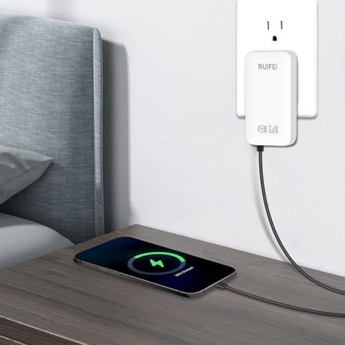 Rapid Charge 45 W Dual-Port USB-C Travel Wall Charger – Efficient, Compact Power Adapter with Power Delivery 3.0 for i Phone 16/15, i Pad Air, Galaxy S24/S23 – Ultimate Solution for Quick Dual Device Charging on the Go
