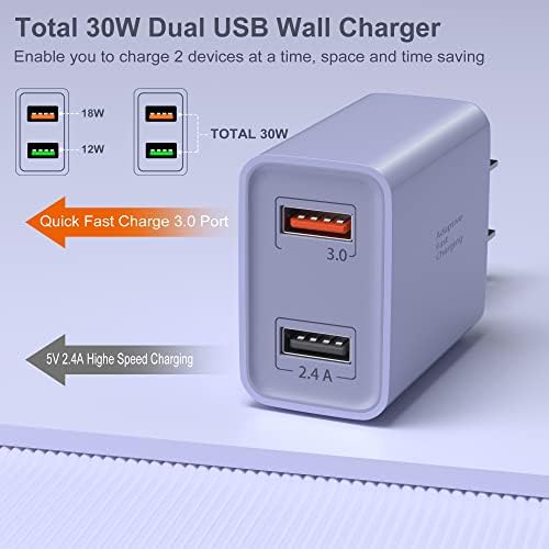 Costyle Dual Port USB Wall Charger – 3 Pack 30 W Quick Charge 3.0 Power Adapter for i Phone 12/11/XR/X/SE & Samsung Galaxy S9/S10/S20 – Compact Fast Charging Solution with Overheat Protection for Home & Travel