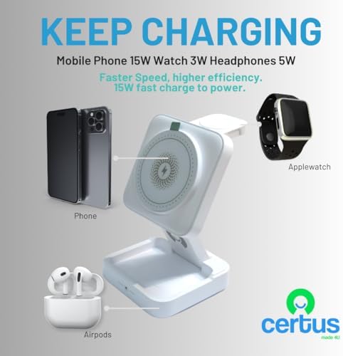 Ultimate 3 in 1 Wireless Charging Station for i Phone 16, 15, 14 Pro Max, Apple Watch & Air Pods – Fast Qi-Certified Dock for Android Devices, Sleek Bedside Solution for Efficient Multi-Device Charging