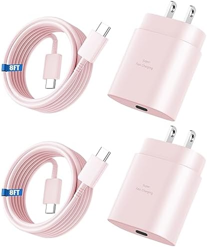 High-Speed 25 W Type C Wall Charger for Samsung Galaxy S25 Series – Includes Dual 10 FT USB-C Cables for Enhanced Flexibility and Safety – Lightning-Fast Charging with Compact Design for Travel Enthusiasts and Everyday Users