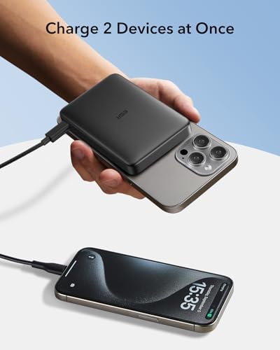 Ultra-Compact ESR Mag Safe Power Bank – 5,000 m Ah Fast Charging Battery Pack with Qi2 Certification – Slim 0.55 in Design for i Phone 16/15/14/13/12 – 15 W Wireless & 20 W USB-C Charger with Cable – Essential Travel Accessory for On-the-Go Power