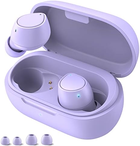 Elevate Your Audio Experience with Stylish Purple 5.2 Bluetooth True Wireless Earbuds – Seamlessly Compatible with Apple i Phone 16, 15 Pro Max & Samsung Galaxy S24 – Enhanced Touch Control for Effortless Playback, Noise Cancellation for Immersive Sound, and Built-in Microphone for Clear Hands-Free Calls – Perfect for On-the-Go Listening, Workouts, and Daily Routines