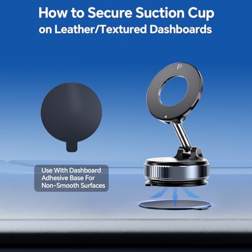 Vacuum Suction Cup Magnetic Phone Holder, Upgraded 360° Adjustable Magnetic Suction Cup Phone Mount for Car/Gym/Mirror/Smooth Surface, for iPhone, Android Smartphones(Black) – Enhanced Compatibility and Speed