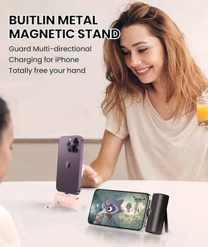 Ultra-Compact Pink 4800 m Ah Power Bank – Sleek Mini Battery Charger with 15 W Fast Charging for i Phone 14/13/12/11/8 & i Pad Air/Mini/Pro – Stylish Portable Charger for Travel & Everyday Use – Enhanced Compatibility for Air Pods Pro I/II