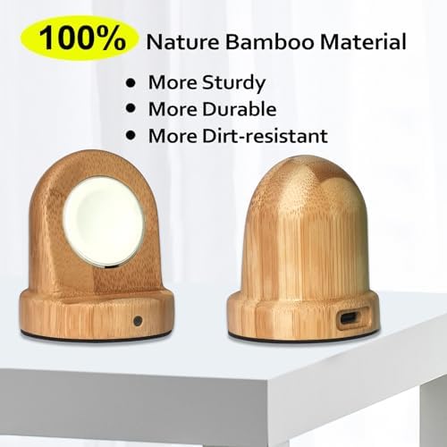 Sapele Wood Magnetic Charging Dock for Apple Watch – Elegant Fast-Charging Stand for Series 1-10, SE, and Ultra Models – Stylish and Portable Smartwatch Accessory for Home & Travel – Unique Durability and Chic Aesthetic Combined