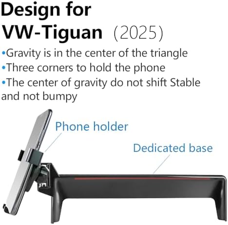 VW Tiguan 2018-2024 Premium Car Phone Holder – Custom-Fit Mobile Mount for Effortless Navigation & Hands-Free Calls – 360-Degree Rotating Auto Accessory – Sturdy & Stylish Design to Elevate Your Driving Experience