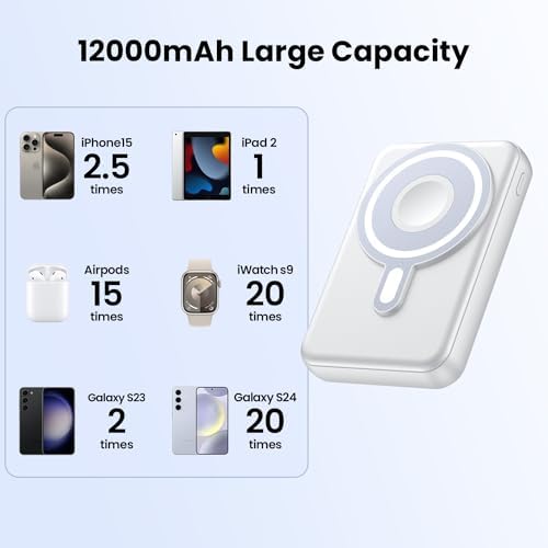 Revolutionary 3-in-1 Magnetic Power Bank 12000 m Ah – Ultra-Fast 22.5 W PD Charging with LCD Display, Wireless Compatibility for i Phone 12-16, i Watch, and Air Pods – Unmatched Portability and Efficiency for On-the-Go Power Solutions