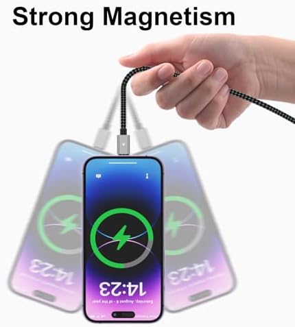 Ultra-Fast 100 W USB C to USB C Magnetic Charging Cable Duo (5 ft) – Right Angle Design for Effortless Device Connectivity, 5 A Power Delivery for Mac Book Pro/Air, i Phone 16/15 Pro, Galaxy S23 – Durable and Convenient Charging Solution for Home and Travel